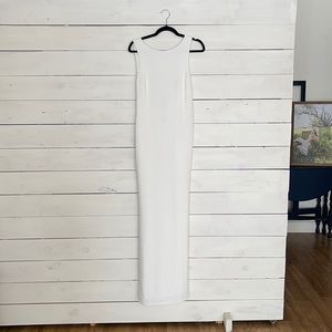 White women’s bridal dress with open back